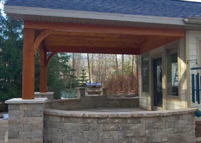 Extending roof with half block walls